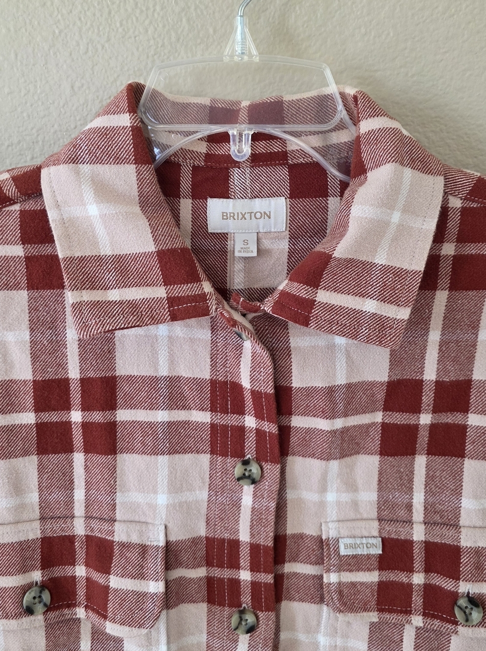 Brixton Womens Rose Dust Bowery Flannel Shirt - Size Small - Picture 3 of 9